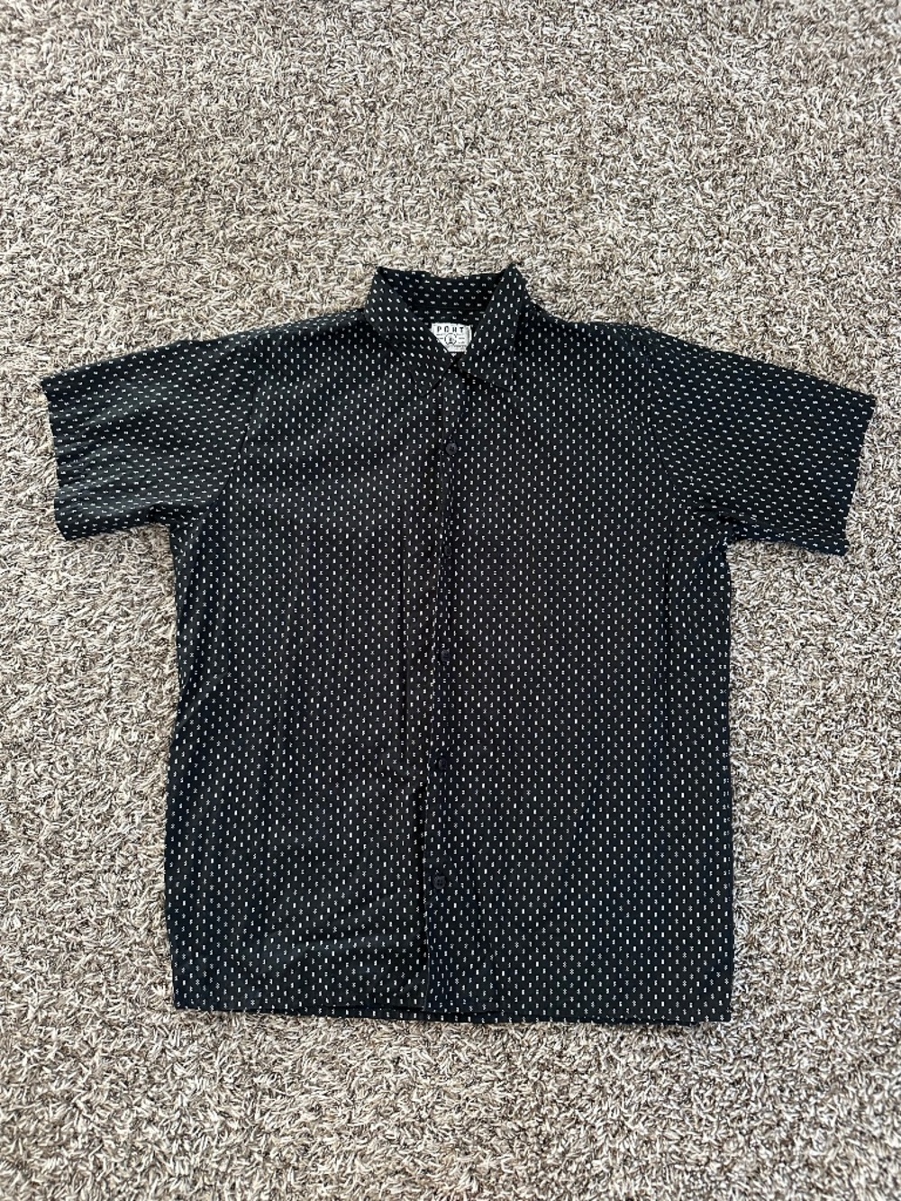 PORT Short Sleeve Black & White Button-Up Men’s Shirt